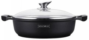 Κατσαρόλα Royalty Line RL-BR30ML, 30 cm, 4.8 l, αντικολλητική επίστρωση μαρμάρου, γυάλινο καπάκι, χωρίς PFOA, επαγωγική, μαύρο