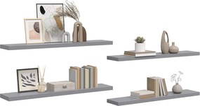 vidaXL Ράφια Τοίχου 4 τεμ. Γκρι 120x23,5x3,8 εκ. MDF