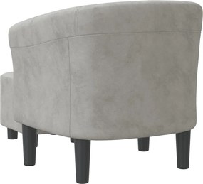 vidaXL Πολυθρόνα Μπάρελ με Υποπόδιο Ανοιχτό Γκρι Βελούδινη