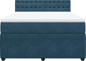 vidaXL Κρεβάτι Boxspring με Στρώμα Μπλε 140x200 εκ. Βελούδινο