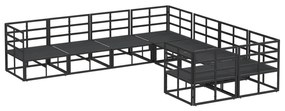 vidaXL Σετ Καναπέ Κήπου 8 pcs Μαύρο 283 x 283 x 71 εκ. Αλουμίνιο