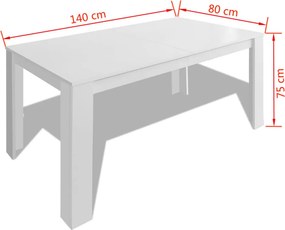 vidaXL Τραπεζαρία Λευκή 140 x 80 x 75 εκ.