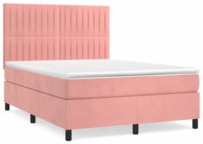 ΚΡΕΒΑΤΙ BOXSPRING ΜΕ ΣΤΡΩΜΑ ΡΟΖ 140X200 ΕΚ. ΒΕΛΟΥΔΙΝΟ 3143150