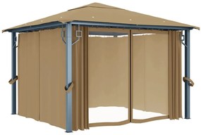 vidaXL Κιόσκι με Κουρτίνα Taupe 300 x 300 εκ. Αλουμινίου
