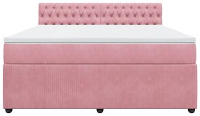 vidaXL Κρεβάτι Boxspring με Στρώμα Ροζ 180x200 εκ. Βελούδινο