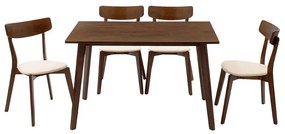 Tραπεζαρία Benson - Toto  σετ 5τμχ καρυδί - ύφασμα μπεζ 120x75x75εκ