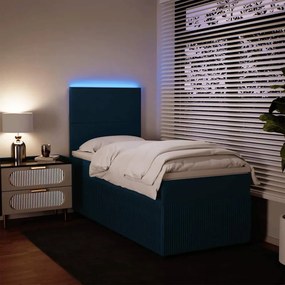 vidaXL Κρεβάτι Boxspring με Στρώμα Μπλε 80 x 200 εκ. Βελούδινο