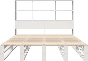 vidaXL Κρεβάτι Βιβλιοθήκη Χωρίς Στρώμα Λευκό 120x200 εκ Μασίφ Πεύκο