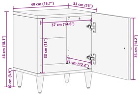 Κομοδίνο 40 x 33 x 46 εκ. από Μασίφ Ξύλο Μάνγκο - Καφέ