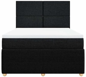vidaXL Κρεβάτι Boxspring με Στρώμα Μαύρο 140x190 εκ. Υφασμάτινο