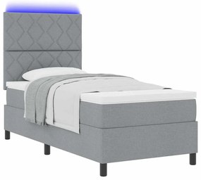 vidaXL Κρεβάτι με ελατήρια με στρώμα Ανοιχτό γκρι 100 x 200 cm ύφασμα