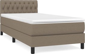 vidaXL Κρεβάτι Boxspring με Στρώμα Taupe 90x200 εκ. Υφασμάτινο