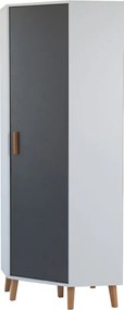 Γωνιακή Ντουλάπα Timmy Λευκό-Γραφίτη-Γκρι 71.3x71.3x199cm