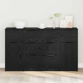 vidaXL Πλαϊνό γραφείο με συρτάρι 3 pcs Μαύρη δρυς 121 x 30 x 70 εκ