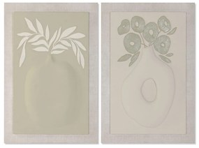 Καμβάς Home ESPRIT Πράσινο Μπεζ Βάζο Σκανδιναβικός 80 x 3 x 120 cm 80 X 10 X 120 CM (x2)