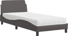 vidaXL Κρεβάτι με Στρώμα Dover Γκρι 80 x 200 εκ. Συνθετικό Δέρμα