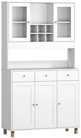 Ντουλάπι κουζίνας 180 εκ., 2 γυάλινες πόρτες, 3 συρτάρια, 4 ρυθμιζόμενα ράφια, ντουλάπι τραπεζαρίας, μοριοσανίδα, Λευκό