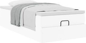 vidaXL Οθωμανικό κρεβάτι με στρώμα Λευκό 90x190cm Faux Leather