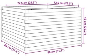 Ζαρντινιέρα Κήπου Λευκή 80x80x46 εκ. από Μασίφ Ξύλο Πεύκου - Λευκό