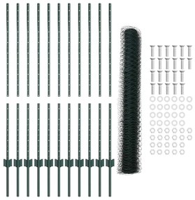 vidaXL Σετ Φράχτη Πράσινο 120x2500 εκ. Μέταλλο