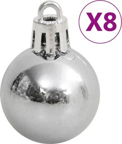 vidaXL Σετ Μπάλες Χριστουγεννιάτικες 111 τεμ. Λευκές/Γκρι Πολυστυρένιο