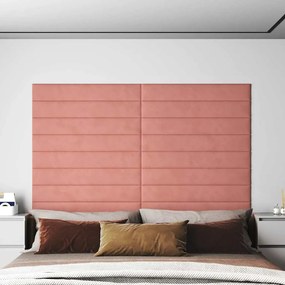 vidaXL Πάνελ Τοίχου 12 τεμ. Ροζ 90x15 εκ. 1,62 μ² Βελούδινα