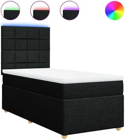 vidaXL Κρεβάτι Boxspring με Στρώμα Μαύρο 100 x 200 εκ. Υφασμάτινο