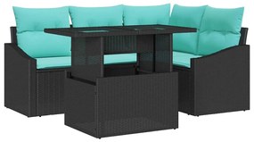 vidaXL Σετ Καναπέ Κήπου 6 pcs Μαύρο και κρεμ 100 x 55 x 73 εκ