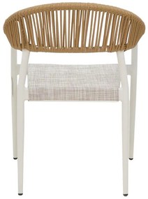 Καρέκλα κήπου Elation Αλουμινίου Στοιβαζόμενη με Λευκό σκελετό -Textline γκρί &amp; rattan Φυσικό 57x56x78 εκ. 56x52x76 εκ.