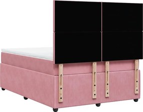vidaXL Κρεβάτι Boxspring με Στρώμα Ροζ 160x200 εκ. Βελούδινο