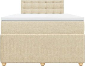 vidaXL Κρεβάτι Boxspring με Στρώμα Κρεμ 120x190 εκ. Υφασμάτινο