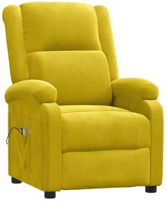 vidaXL Πολυθρόνα Μασάζ Ηλεκτρική Κίτρινη Βελούδινη