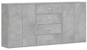 vidaXL Βοηθητικά Ντουλάπια 3 τεμ. Γκρι Σκυρ. 60x31x84 εκ. Επεξ. Ξύλο