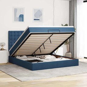 vidaXL Οθωμανικό κρεβάτι με στρώμα μπλε 180x200cm ύφασμα