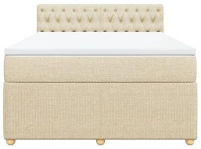 vidaXL Κρεβάτι Boxspring με Στρώμα Κρεμ 140x190 εκ. Υφασμάτινο