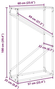 Ράφι για καυσόξυλα Λευκό 60x25x100 εκ. Ατσάλι ψυχρής έλασης - Λευκό