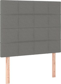 vidaXL Κρεβάτι Boxspring με Στρώμα &amp; LED Σκ.Γκρι 80x200 εκ. Υφασμάτινο