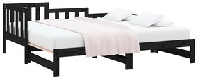 vidaXL Καναπές Κρεβάτι Συρόμενος Μαύρος 2x(90x200) εκ. από Μασίφ Πεύκο