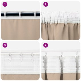 vidaXL Κουρτίνες με κουρτίνες 2 pcs Taupe 225 x 140 εκ. Πολυεστέρας