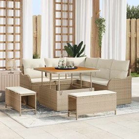 vidaXL Σετ Καναπέ Κήπου 8 pcs Μπεζ συνθετικό ρατάν