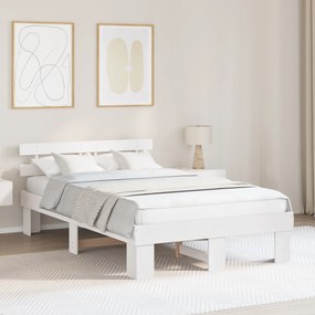 vidaXL Κρεβάτι Πλατφόρμα με Κεφαλάρι Λευκό 120x200 εκ. Μασίφ Ξύλο Πεύκου