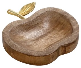 Διακοσμητική Πιατέλα Μήλο Ξύλινη-Μεταλλική Χρυσή ESPIEL 15x14x4εκ. FRI155K4