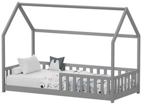Intrahome Παιδικό κρεβάτι Callan τ.DENALIINA με κιγκλίδωμα Intrahome ξύλο πεύκου σε γκρι απόχρωση 90x190εκ | SKU: INTRAPA-481111123