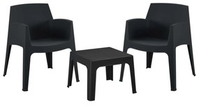 ΣΕΤ 3ΤΜΧ ΠΟΛΥΠΡΟΠΥΛΕΝΙΟΥ SLEEK HM21267.02 ΤΡΑΠΕΖΑΚΙ &amp; 2 ΠΟΛΥΘΡΟΝΕΣ-ΜΑΥΡΟ