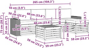 vidaXL Σειρά Καναπέ Εξωτερικού 6 pcs Φυσικό και Ανθρακί