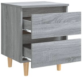 vidaXL Κομοδίνα 2 τεμ. Γκρι Sonoma 40x35x50 εκ. με Μασίφ Ξύλινα Πόδια