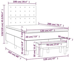 Κρεβάτι Boxspring με Στρώμα Μαύρο 120x200 εκ. Υφασμάτινο - Μαύρο