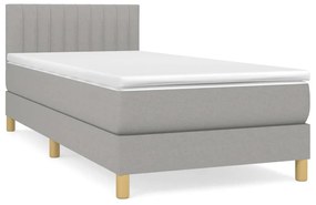 vidaXL Κρεβάτι Boxspring με Στρώμα Ανοιχτό Γκρι 90x200 εκ. Υφασμάτινο