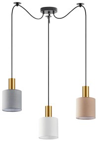 SE21-GM-4-BL3-SH12 ADEPT FLEX Gold Matt Pendant White, Grey, Brown Fabric Shade+ HOMELIGHTING 77-8949