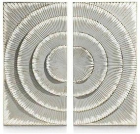 Διακόσμηση τοίχων DKD Home Decor 2 Τεμάχια Ασημί Γκρι Σύγχρονη Κύκλους Ξύλο MDF (90 x 2 x 90 cm)